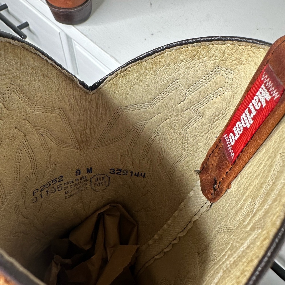 Vintage Dan Post x Marlboro Men’s 9M Cowboy Boots Made in USA | Classic Western - Picture 11 of 11